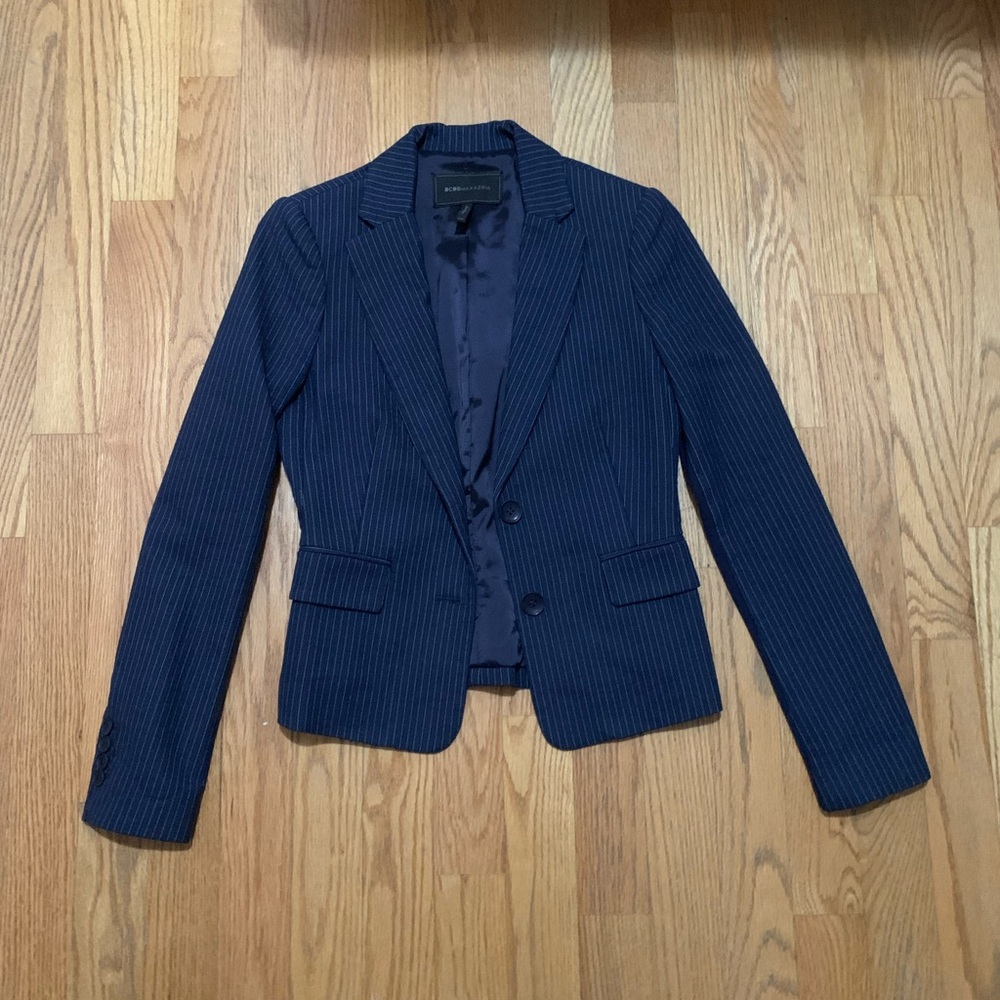 BCBGMaxAzria Navy Pinstripe Blazer